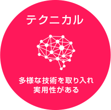 【テクニカル】多様な技術を取り入れ実用性がある