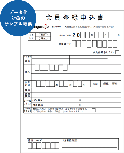 データ化対象のサンプル帳票