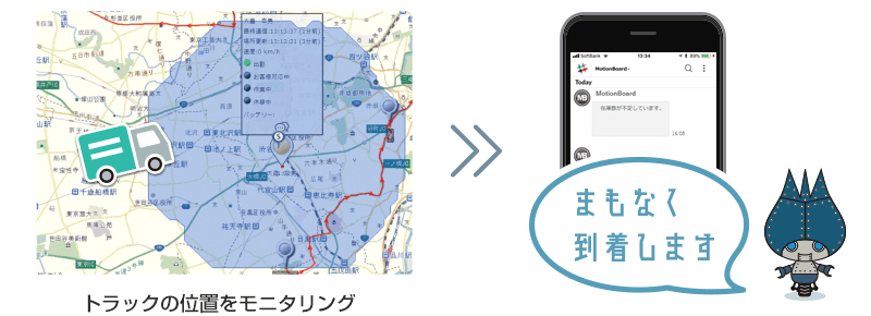 トラックの位置をモニタリング - まもなく到着します