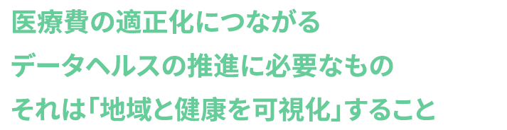 医療費の適正化につながる
データヘルスの推進に必要なもの
それは「地域と健康を可視化」すること
