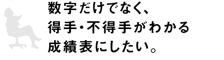 数字だけでなく、得手・不得手がわかる成績表にしたい。