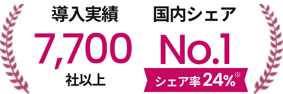 導入実績7,700社以上 国内シェアNo.1 シェア率24%※